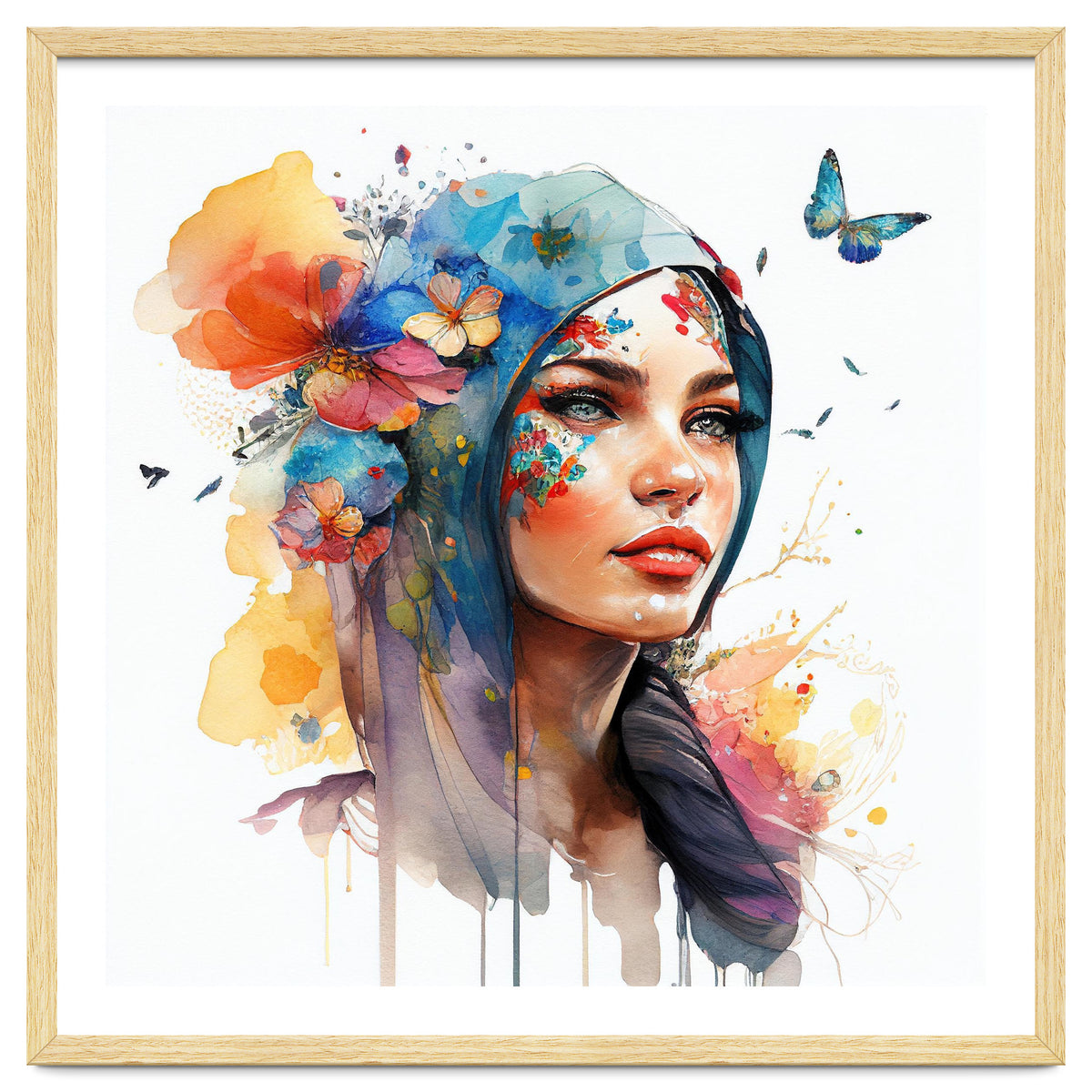 Watercolor Floral Arabian Woman #6