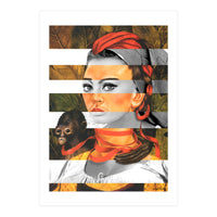 Frida Kahlo's Self Portrait with Monkey & Sophia Loren (Print Only)