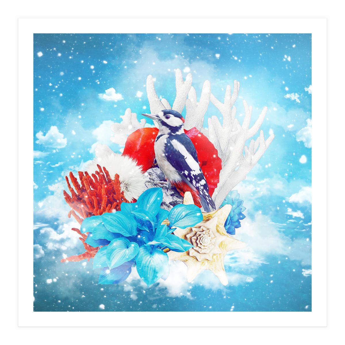 Floral Woodpecker In Winter (Print Only)