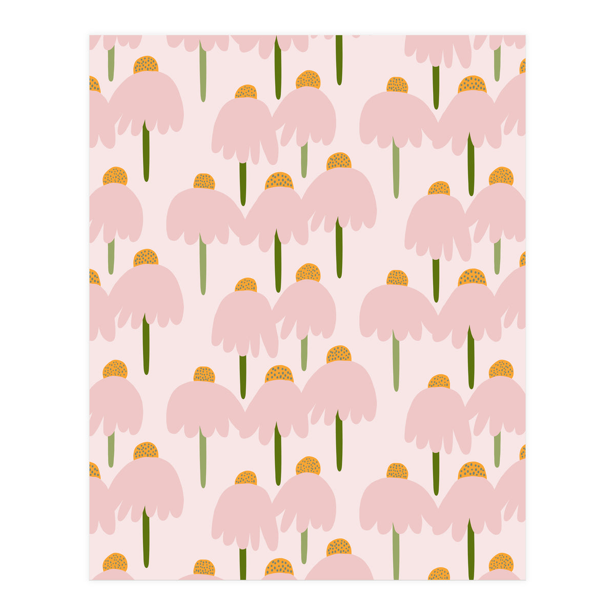 Pastel Pink Flower Pattern  (Print Only)
