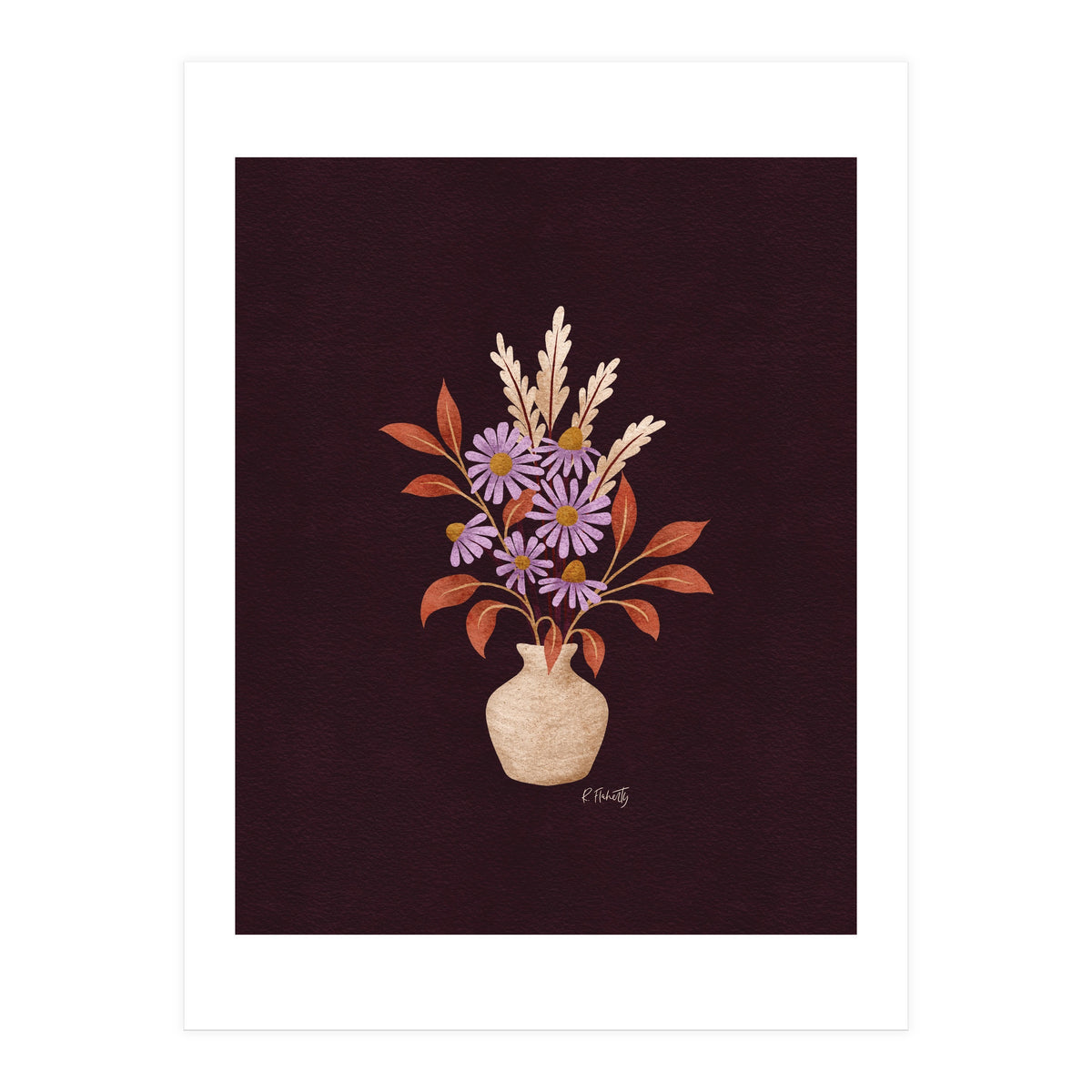 Purple Floral Vase Still Life (Print Only)