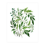 Botanical Abundance, Fresh Green Nature Watercolor Painting, Vibrant Leaves Minimal Illustration (Print Only) thumbnail