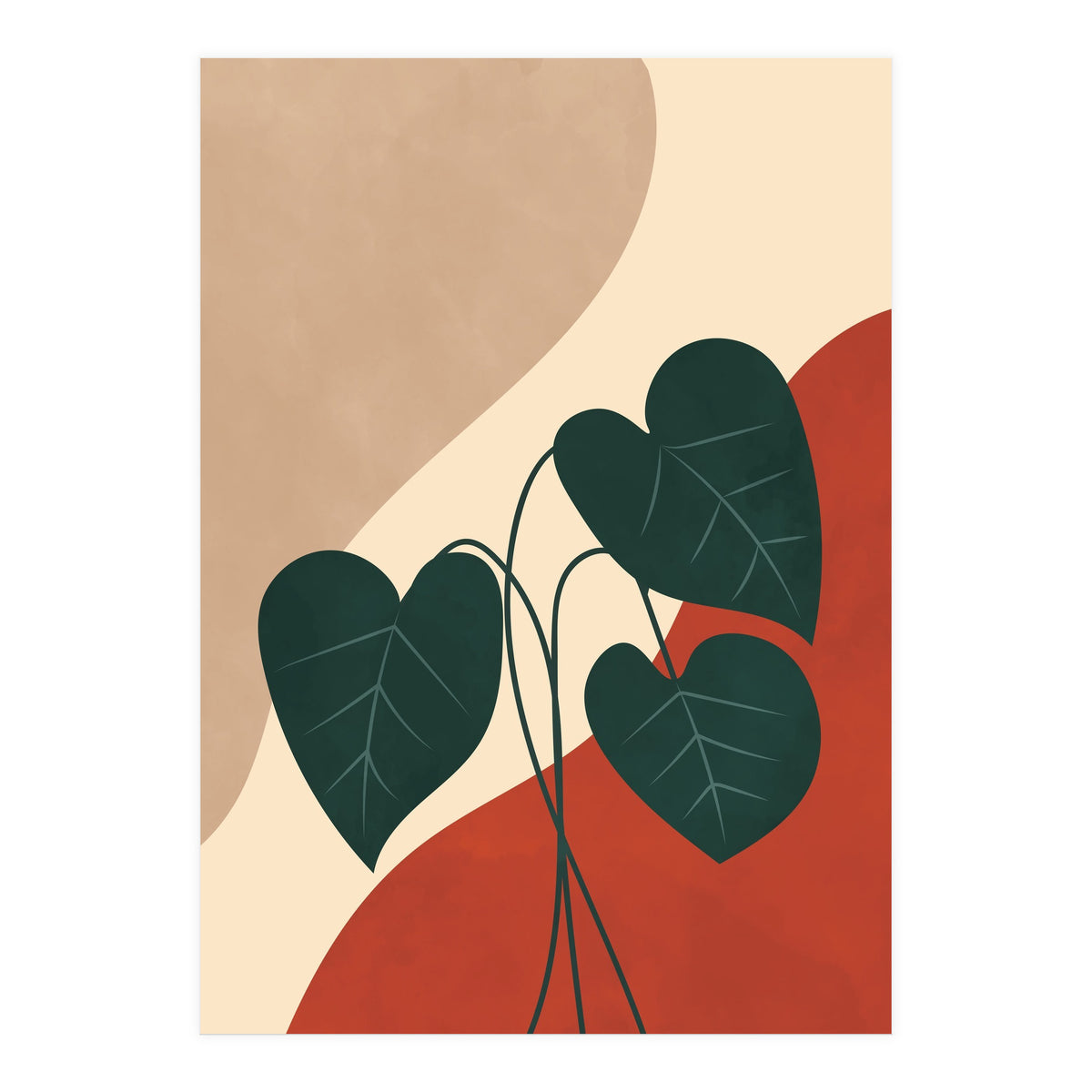 Mid century Botanical Anthurium Plant (Print Only)
