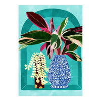 Moroccan Shelfie | Tropical Teal Plants Botanical | Exotic Modern Bohemian Eclectic Décor  (Print Only)