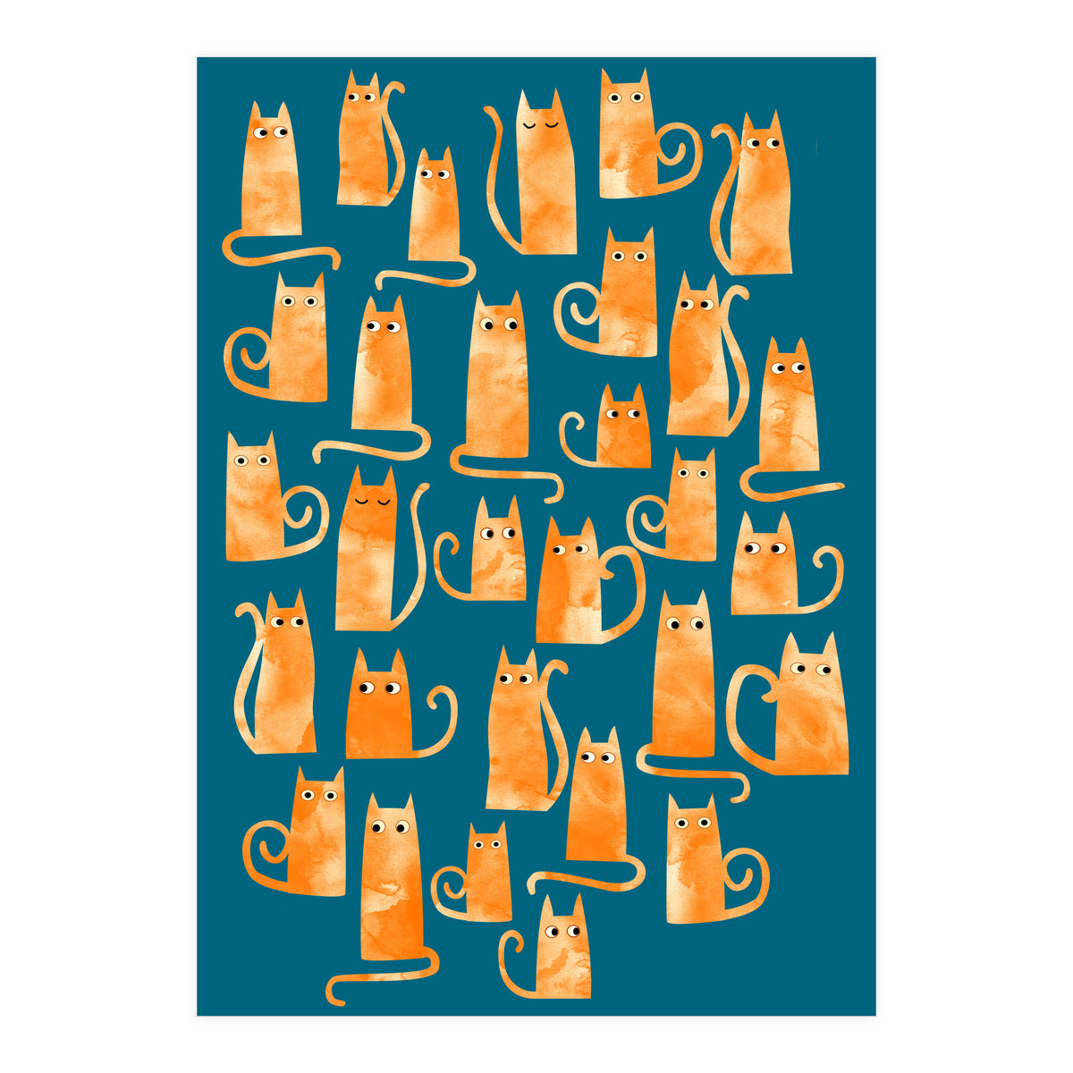 Ginger Cats Teal (Print Only)