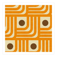70s Curve Lines Orange Brown  (Print Only)