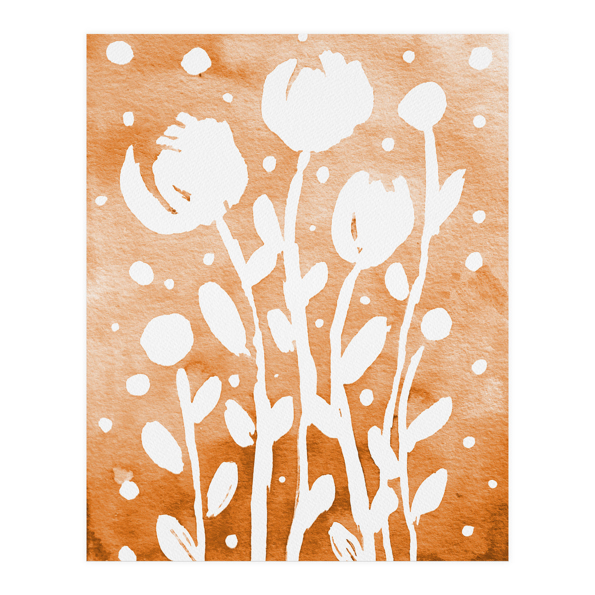 Abstract Flowers Orange (Print Only)