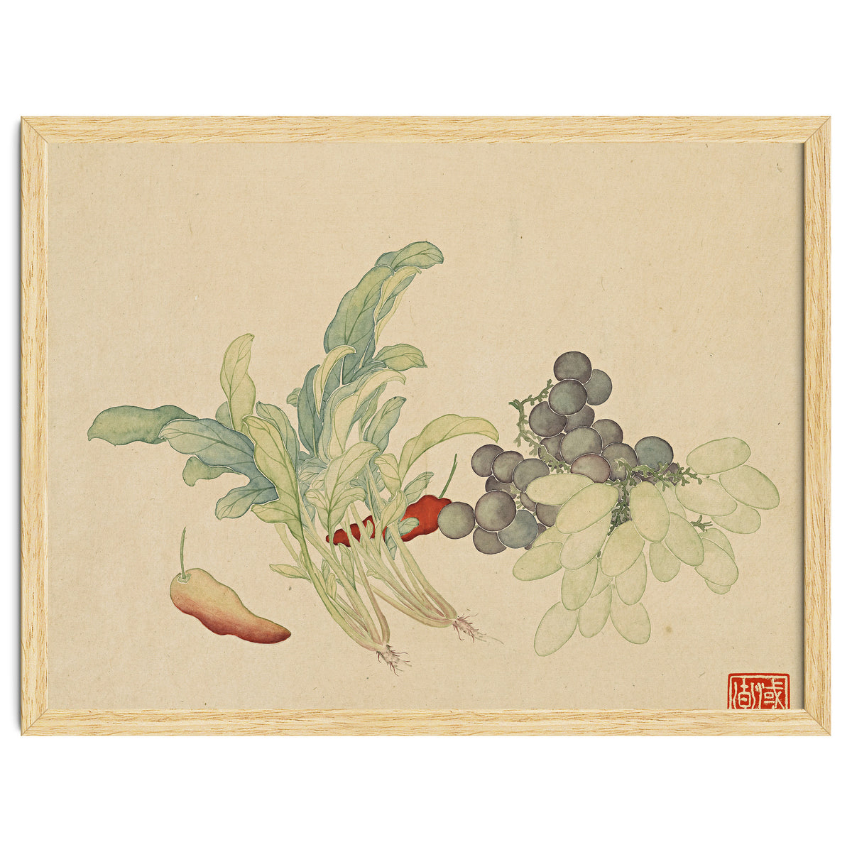 Wang Chengyu ~ Flowers And Vegetables, Vegetables, Fruits, Peppers, Millet Hot, Grapes, Spinach