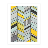 Colorful Concrete Chevron Pattern - Yellow, Blue, Grey (Print Only)