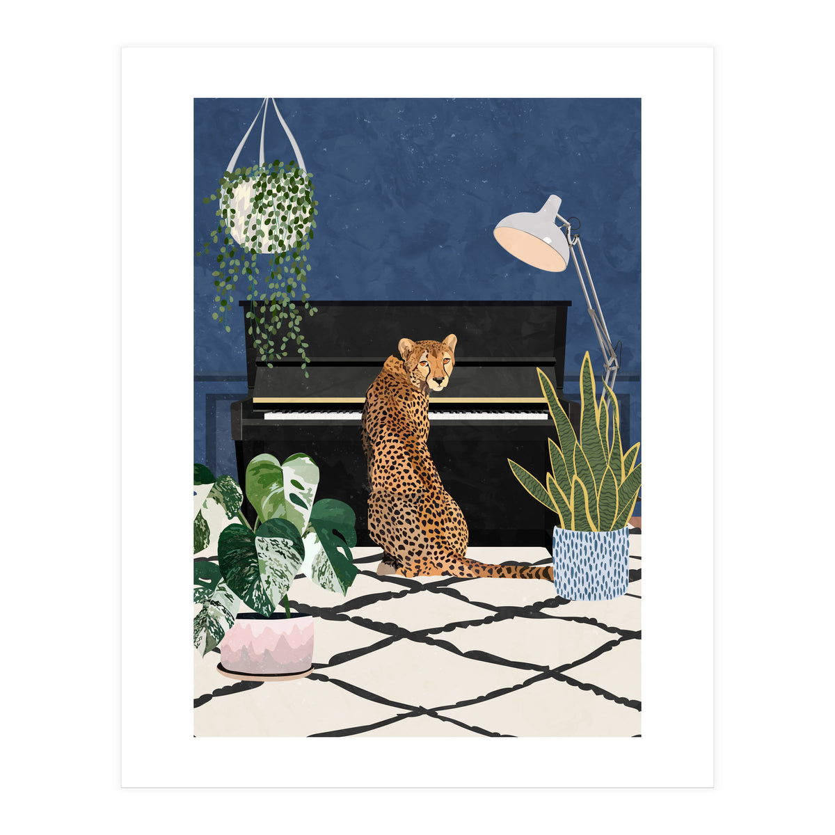 Cheetah playing the piano (Print Only)