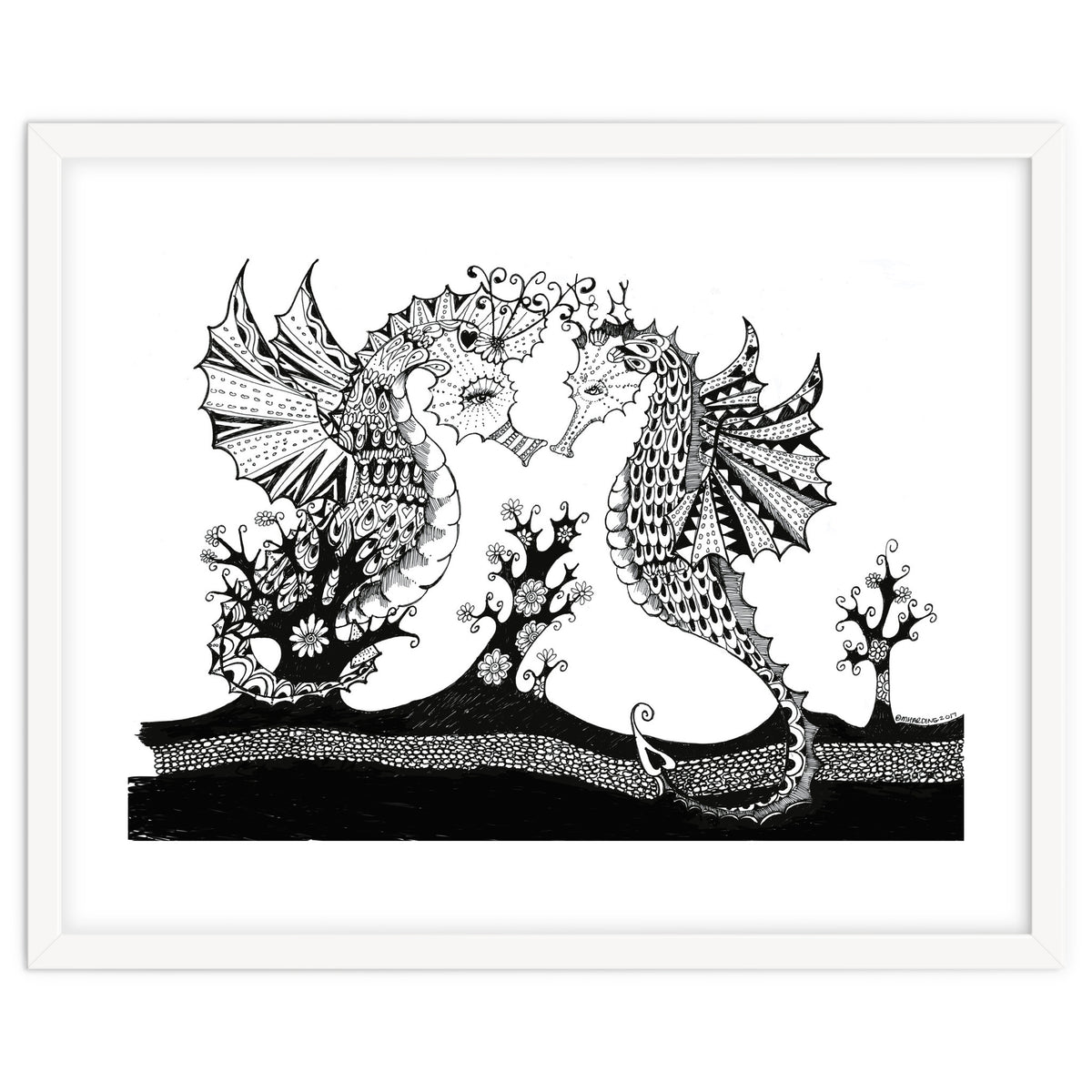 Seahorse Dragons Love Illustration