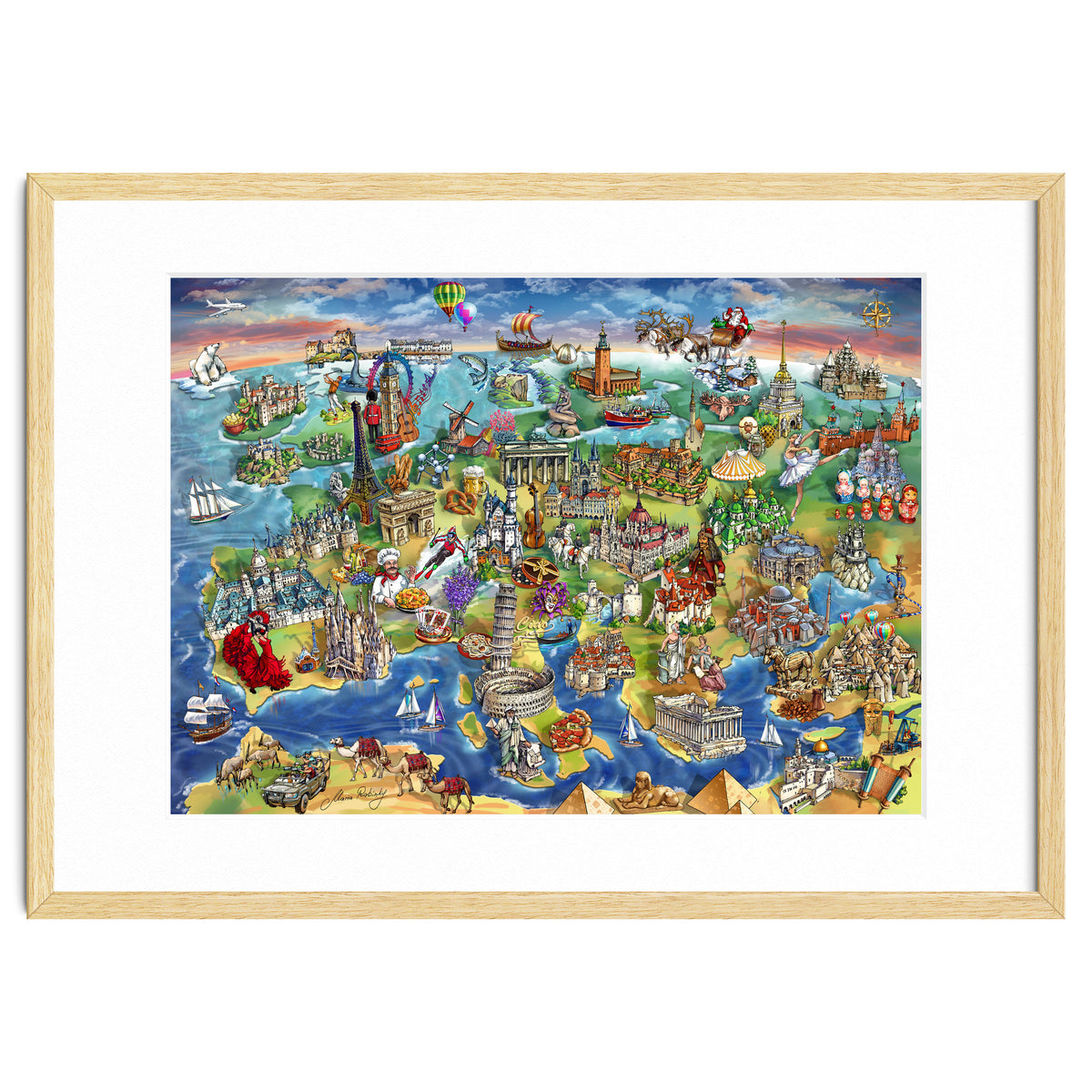 European World Wonders Illustrated Map