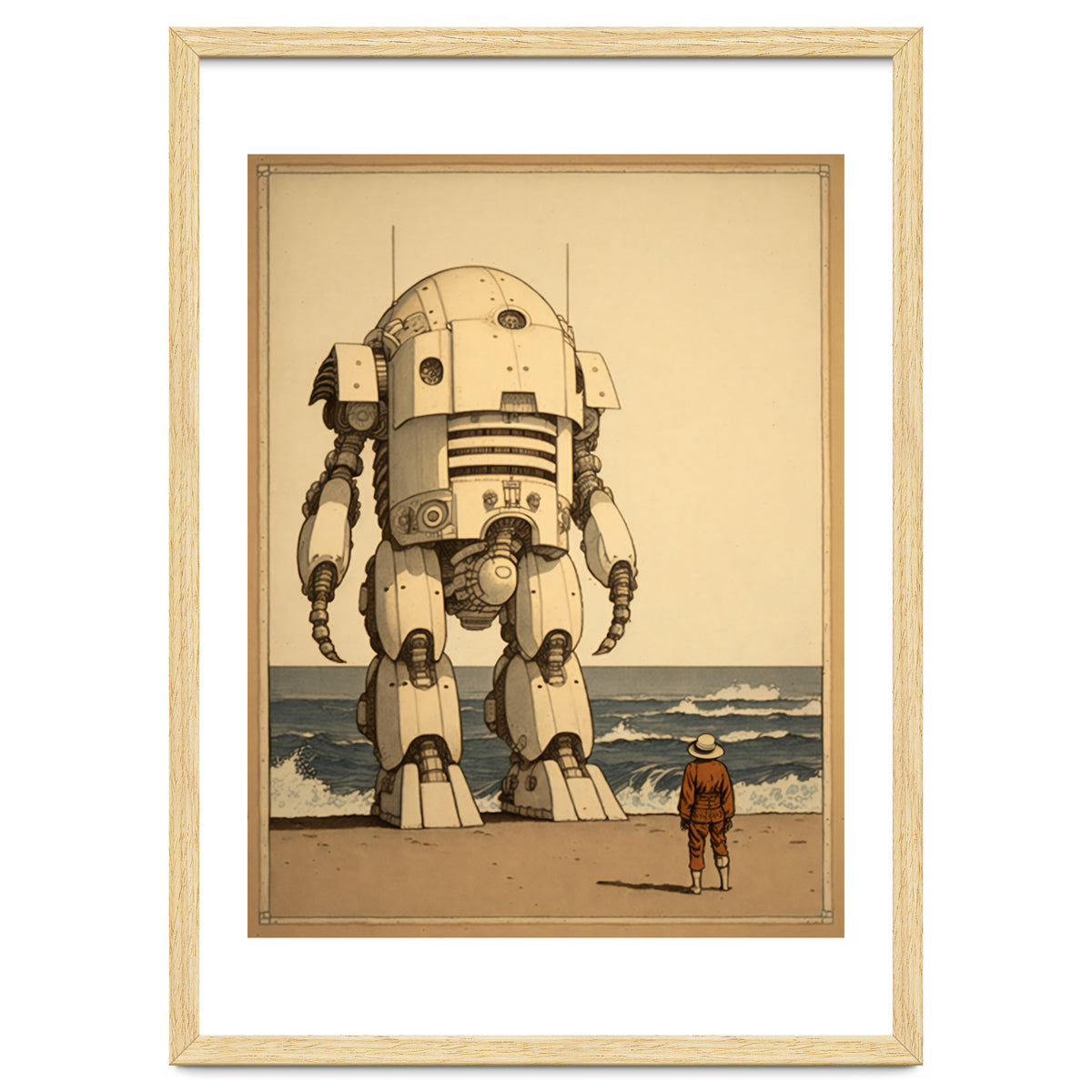 Giant Robot Japanese Woodblock Print