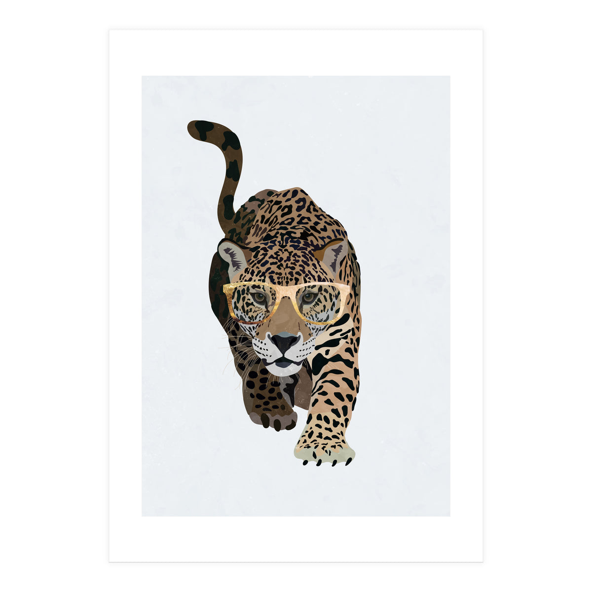 Catwalk Jaguar Wearing Gold Glasses (Print Only)