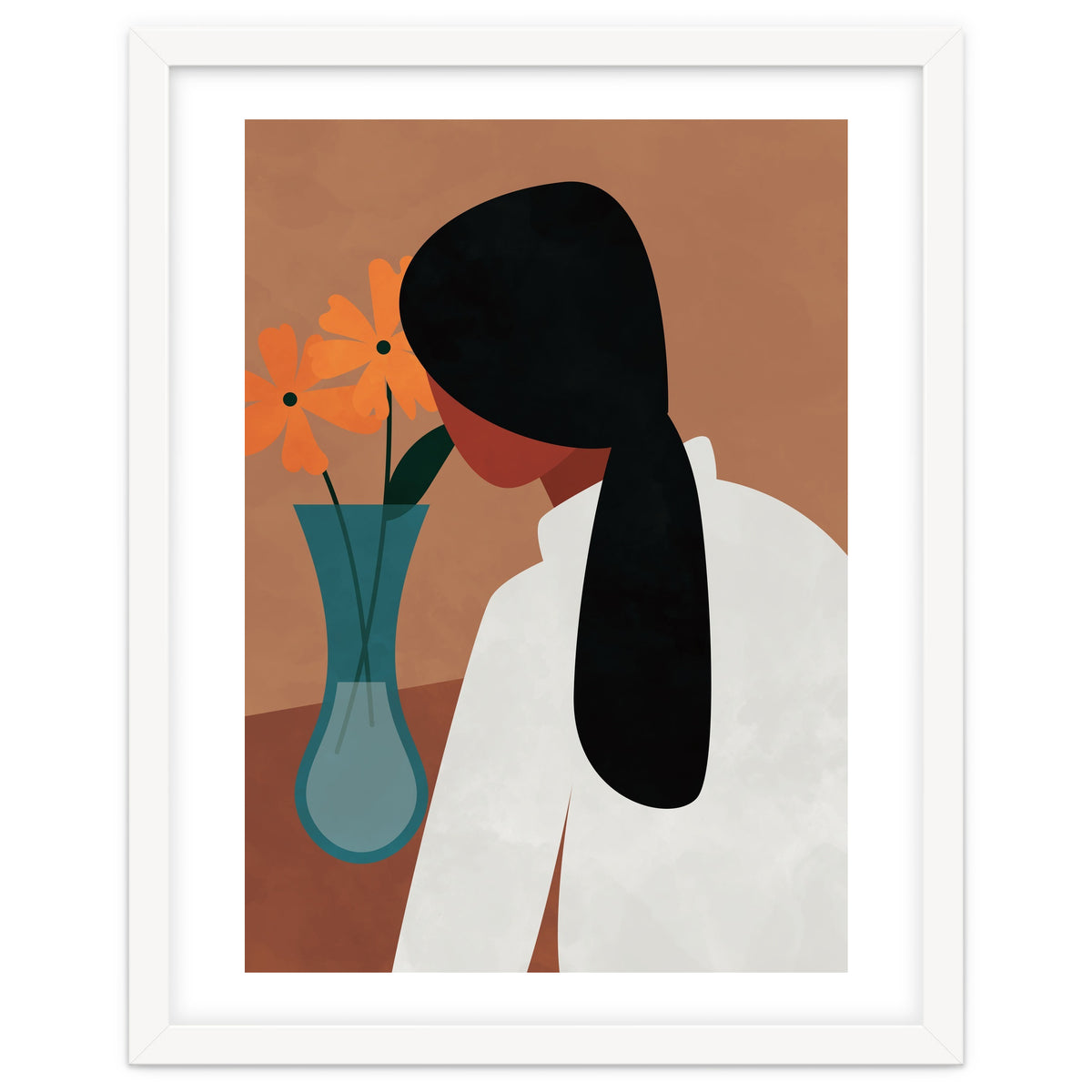 Modern Boho Woman with Flowers