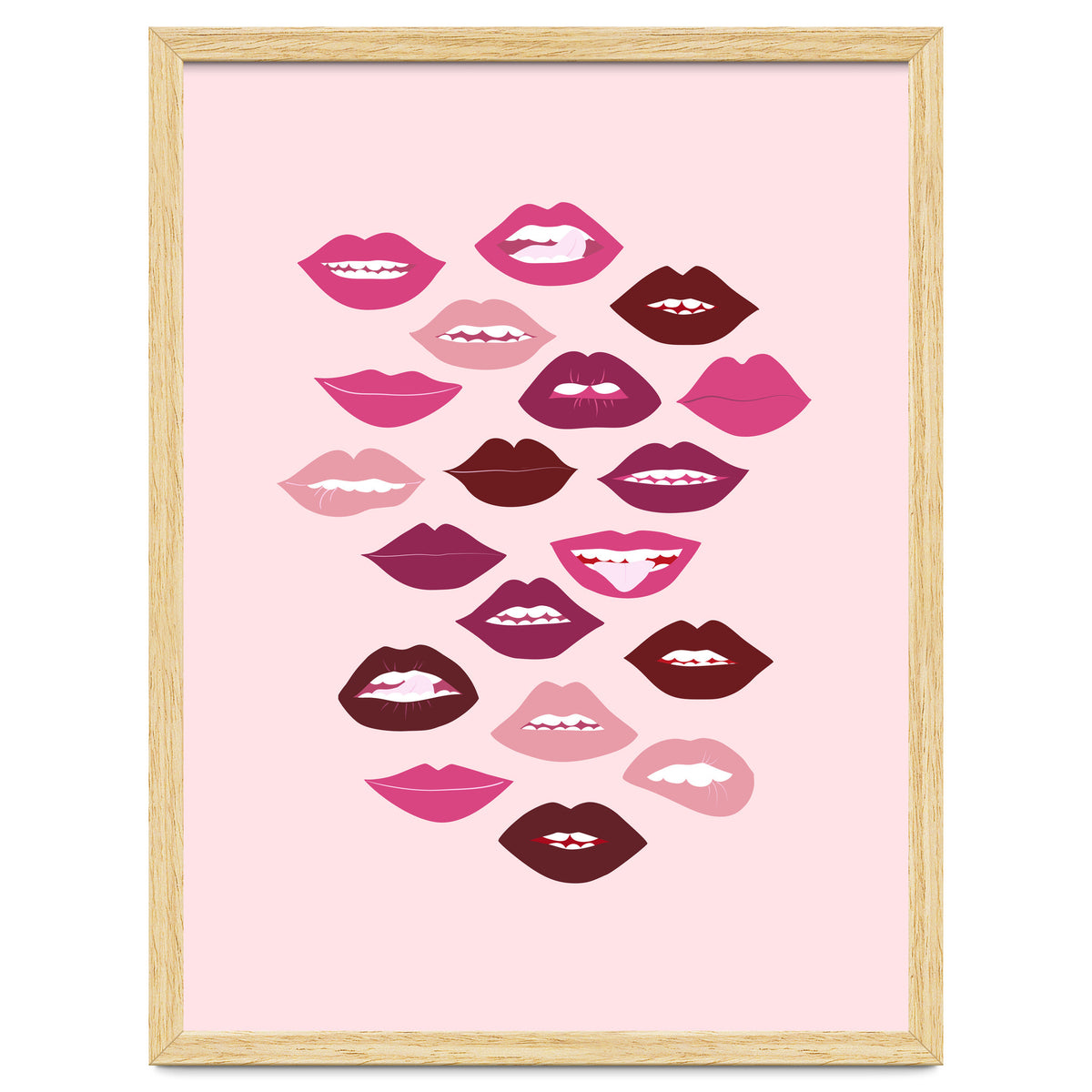 Lips Dark on Pink Background