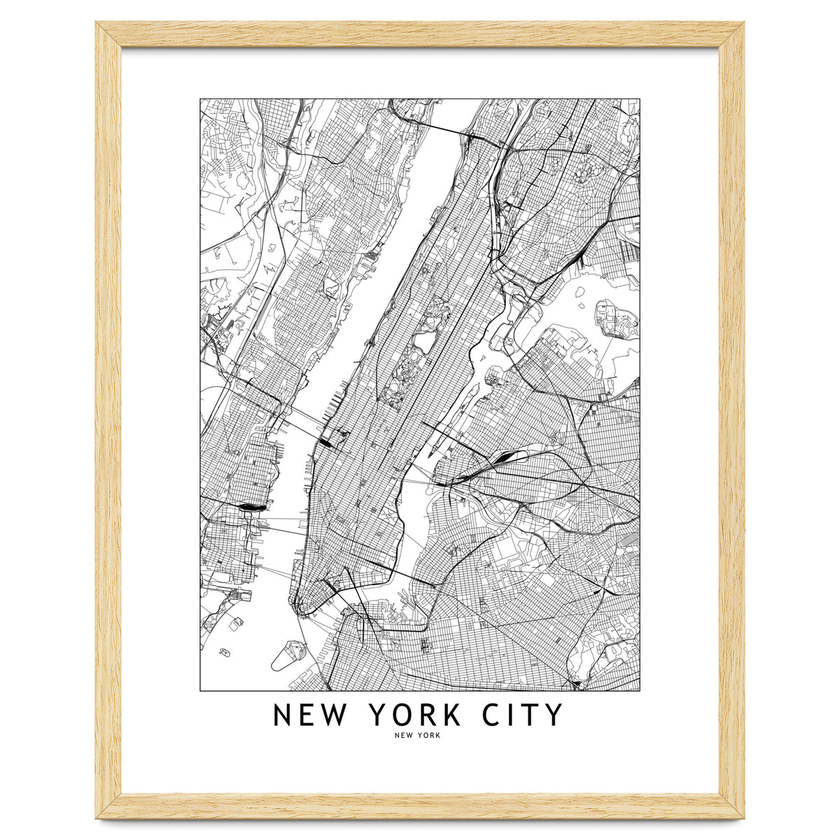 New York City White Map