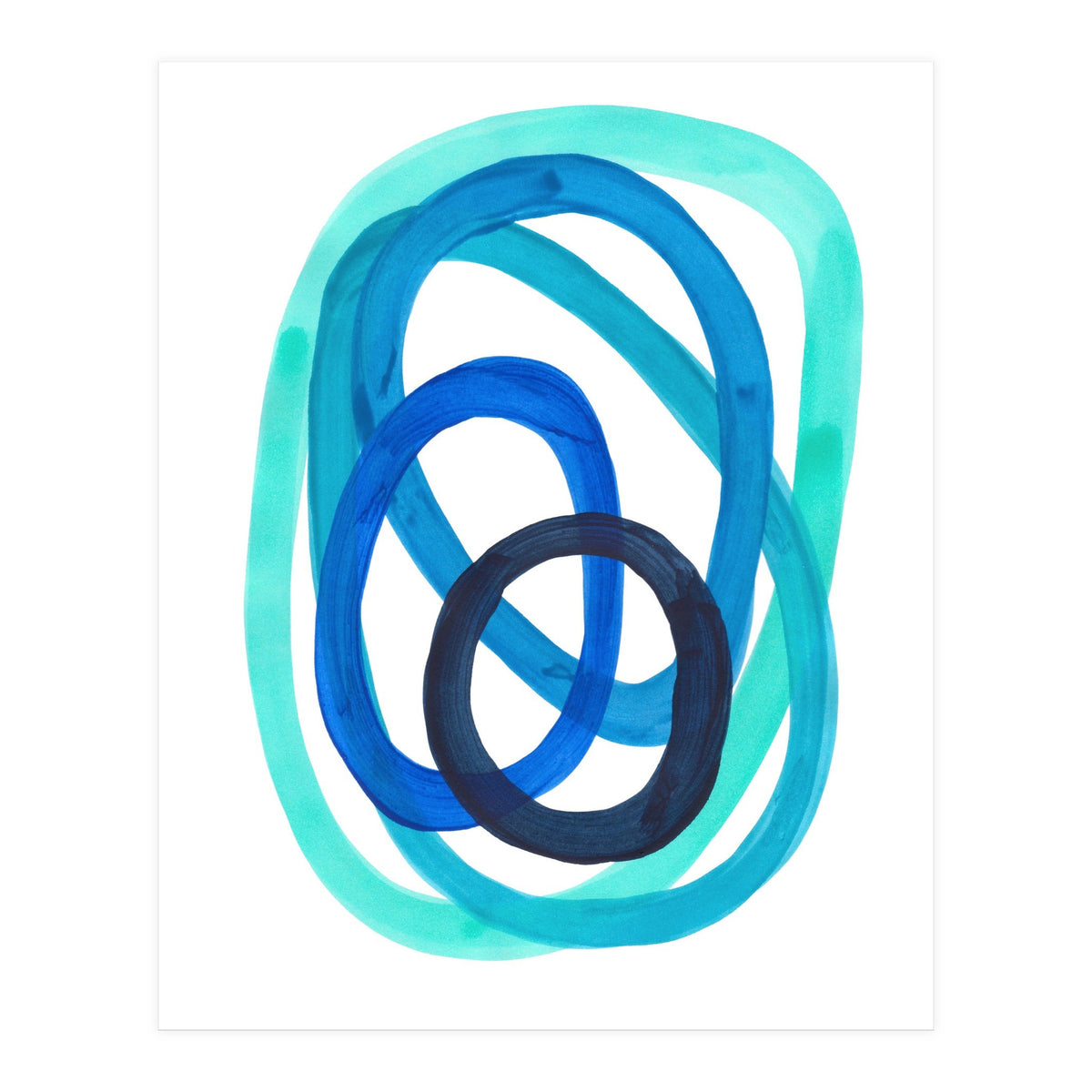 Marine Blues Blue Teal Turquoise Navy Blue Nesting Circles (Print Only)