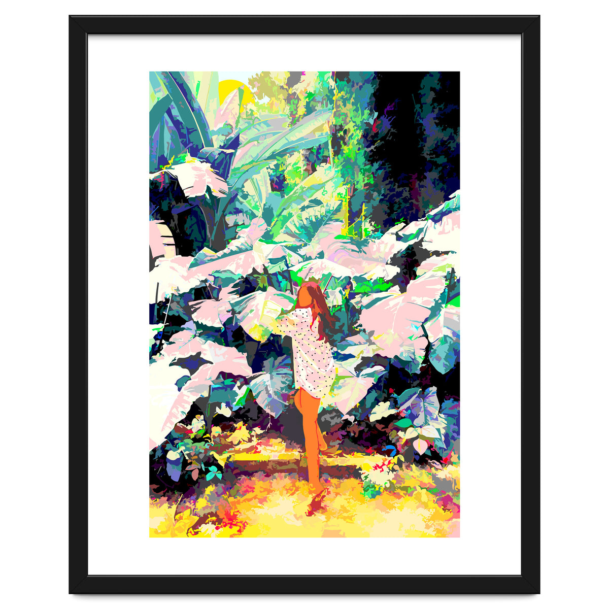 Live Quietly In a Corner Of Nature, Modern Bohemian Woman Jungle Forest Eclectic Painting