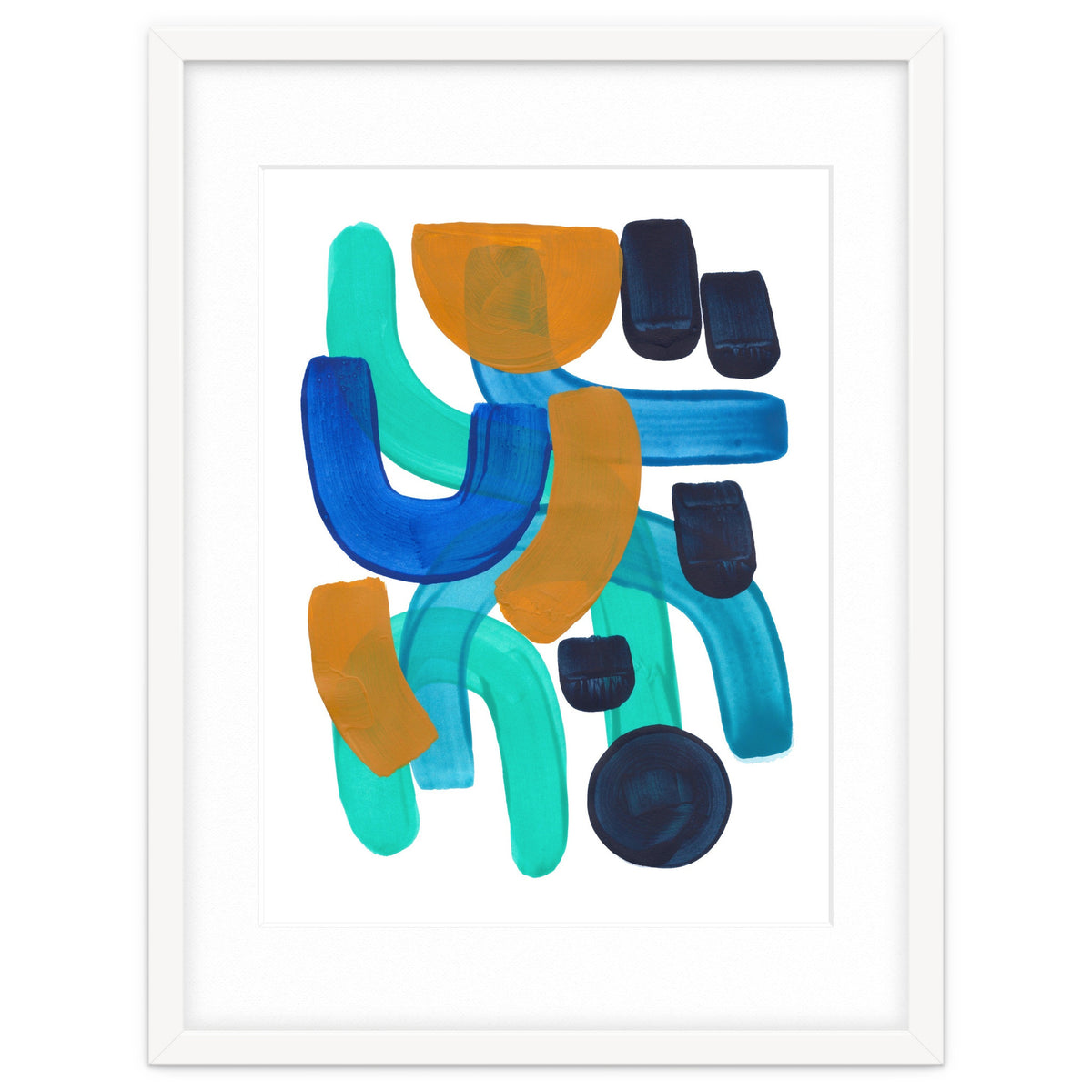 Fun Colorful Blue Turquoise Shape Yellow Accent