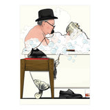 Winston Churchill in Bathtub, Funny Bathroom Humour (Print Only) thumbnail