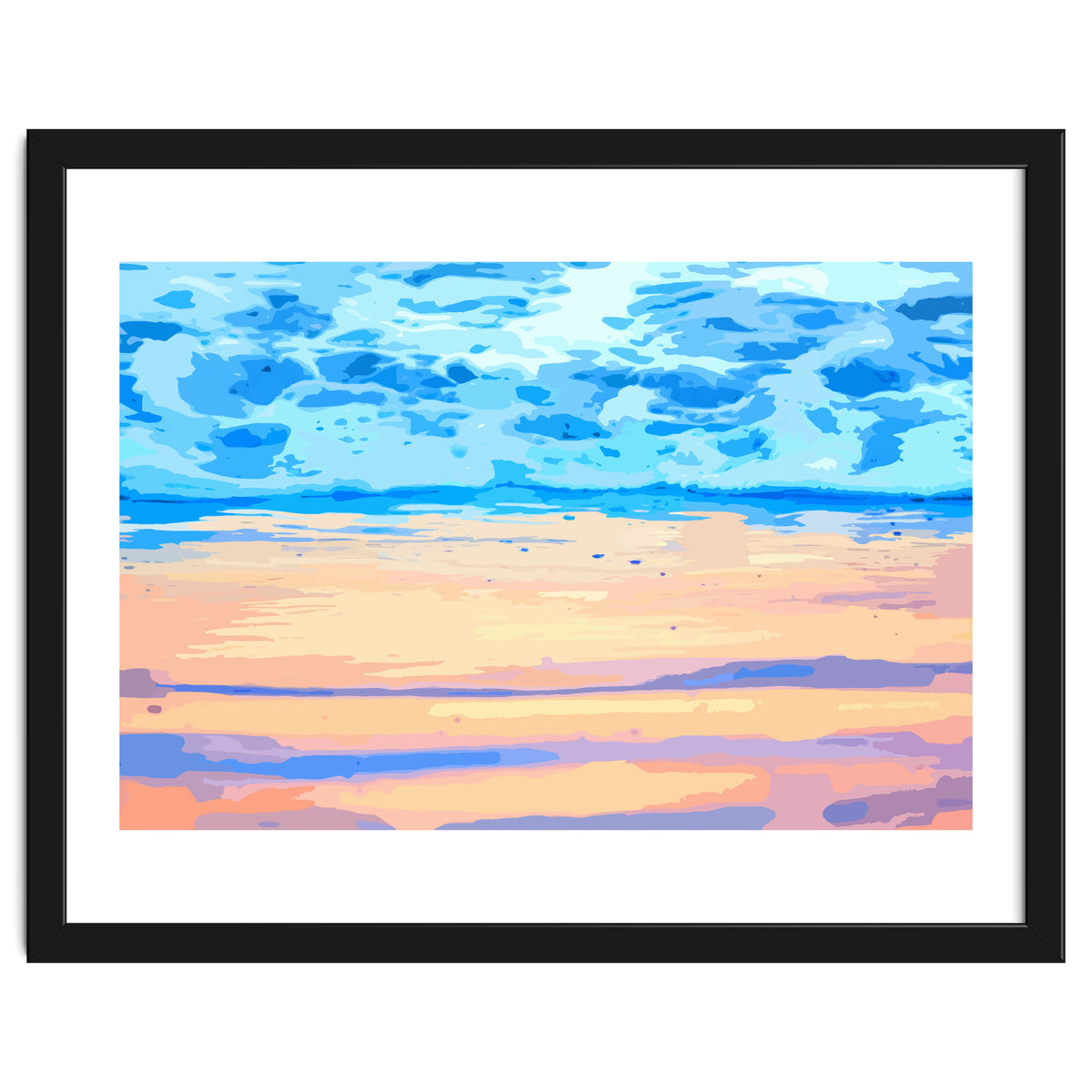 Sunset On The Shore | Beach Pastel Scenic Nature | Sea Ocean Landscape Painting