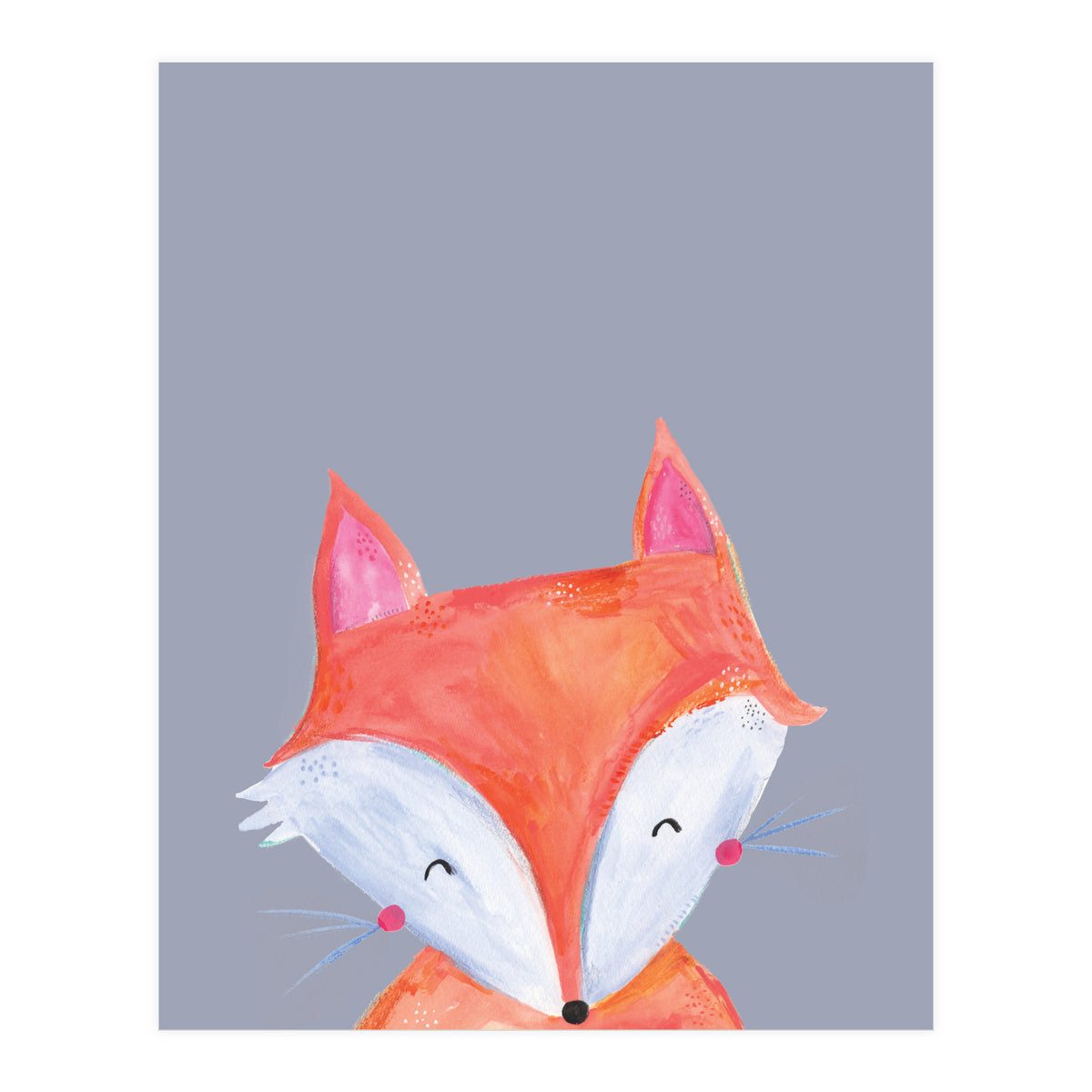 Woodland Fox On Grey (Print Only)