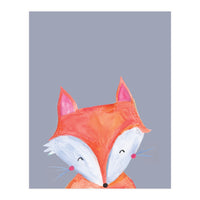 Woodland Fox On Grey (Print Only)