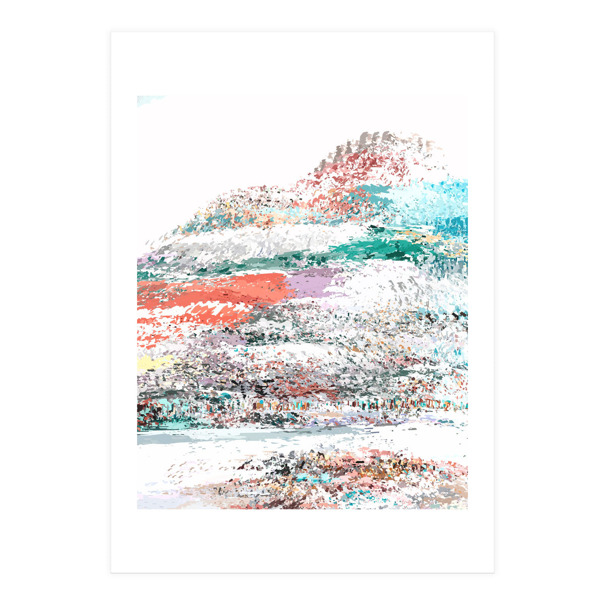 The Snow Mountain, Abstract Nature Digital Painting, Scandinavian Landscape Winter Travel (Print Only)