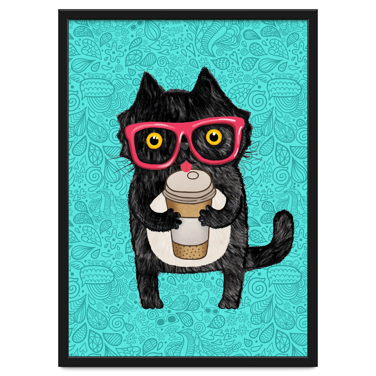 Cute Coffee cat and doodles