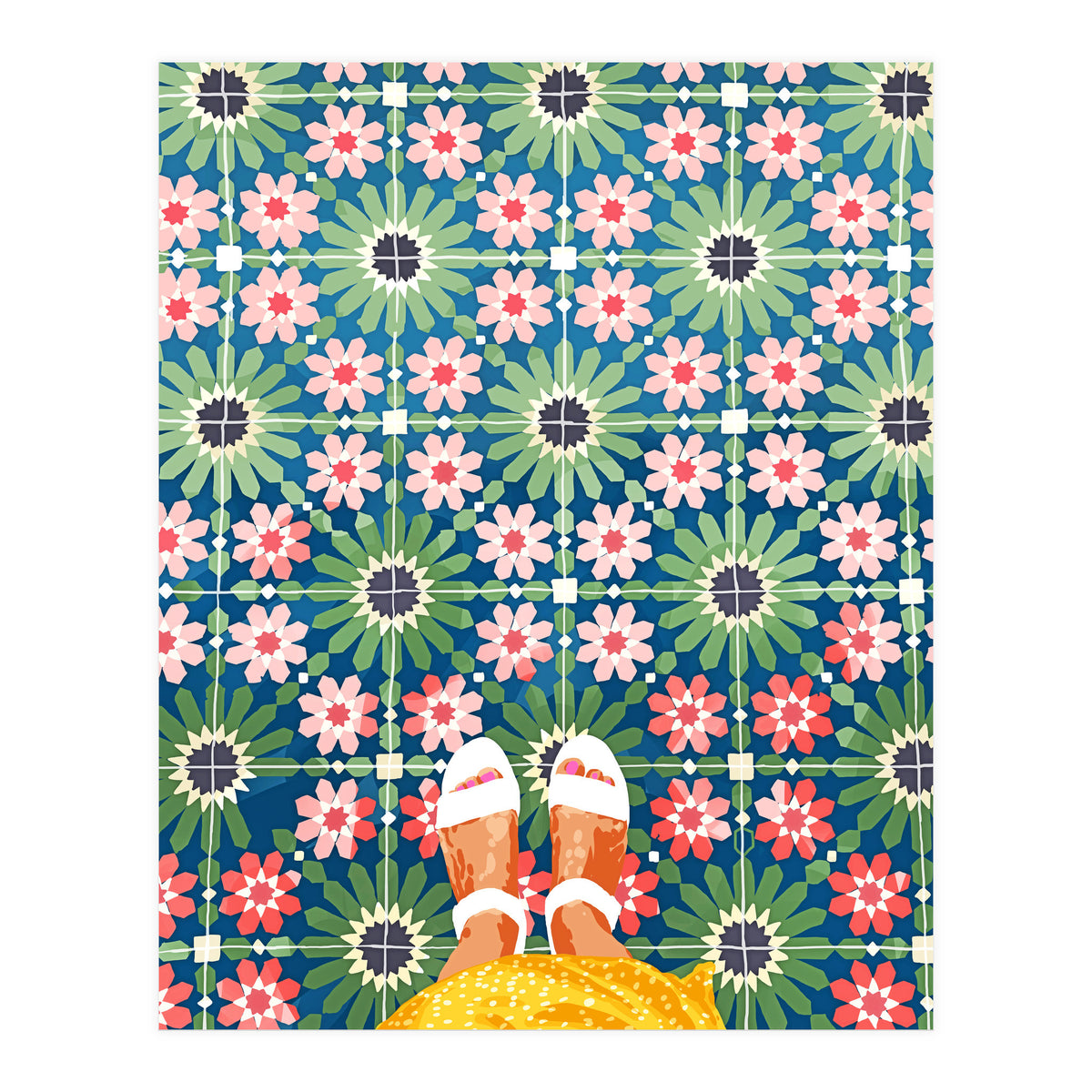 For The Love of Tiles | Moroccan Modern Bohemian Décor | Exotic Travel Watercolor Painting (Print Only)