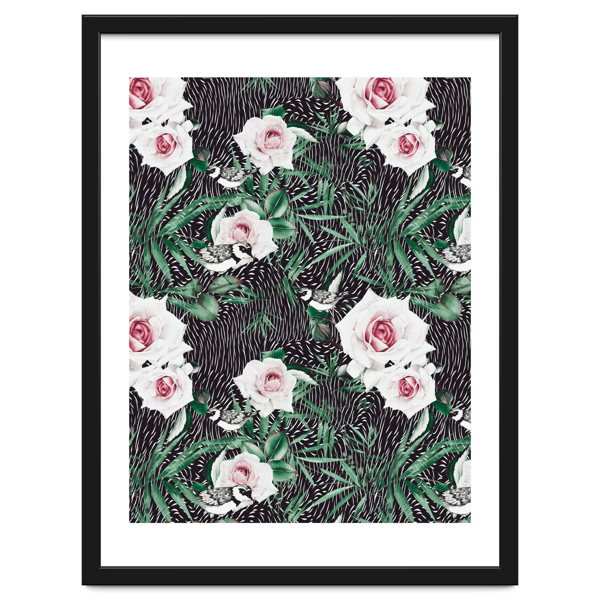 Dark flowery abstract of birds