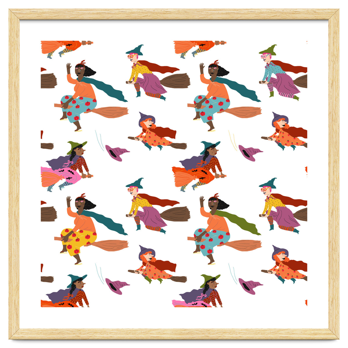 Tiny Witches Pattern (white Backgrownd)