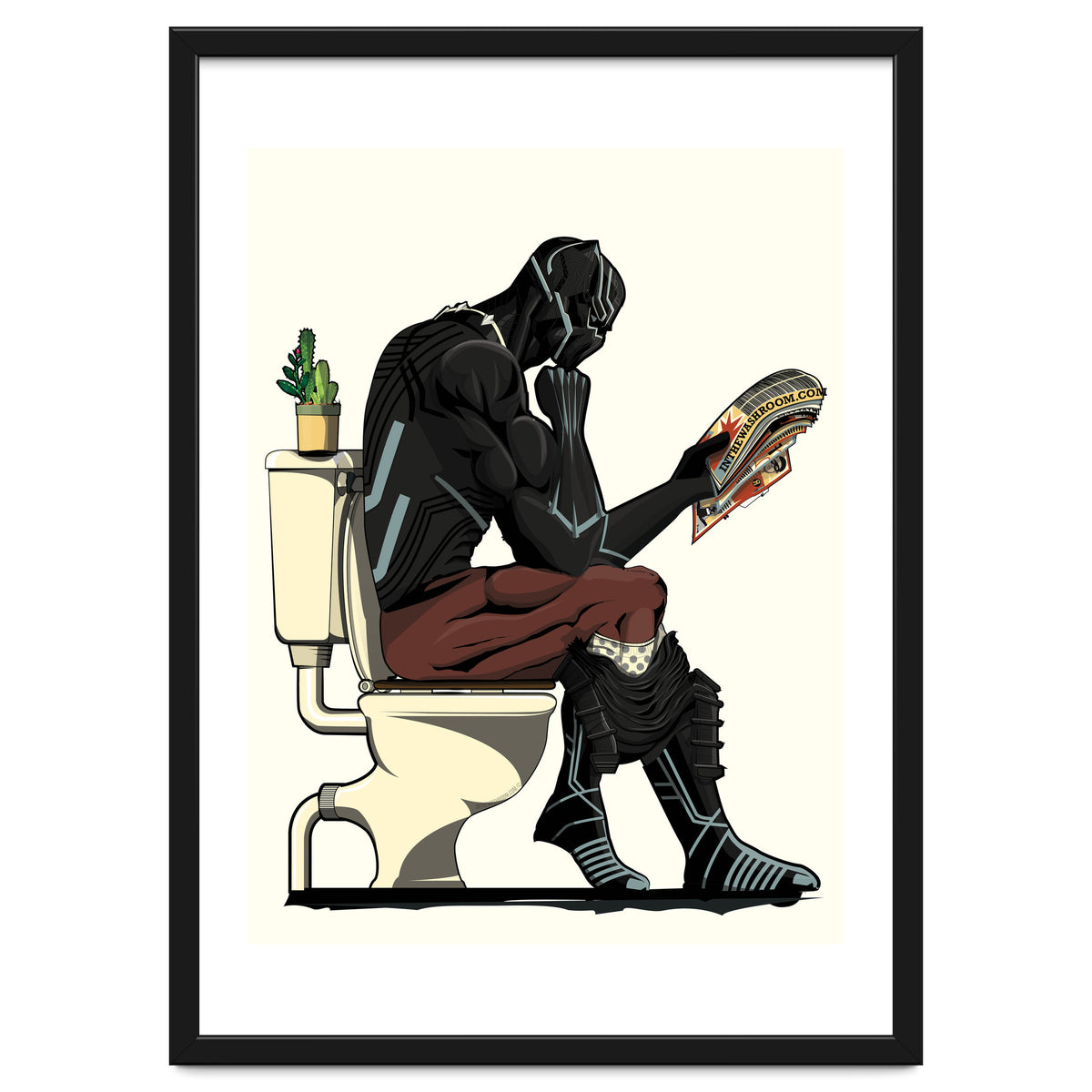 Black Panther on the Toilet, funny bathroom humour