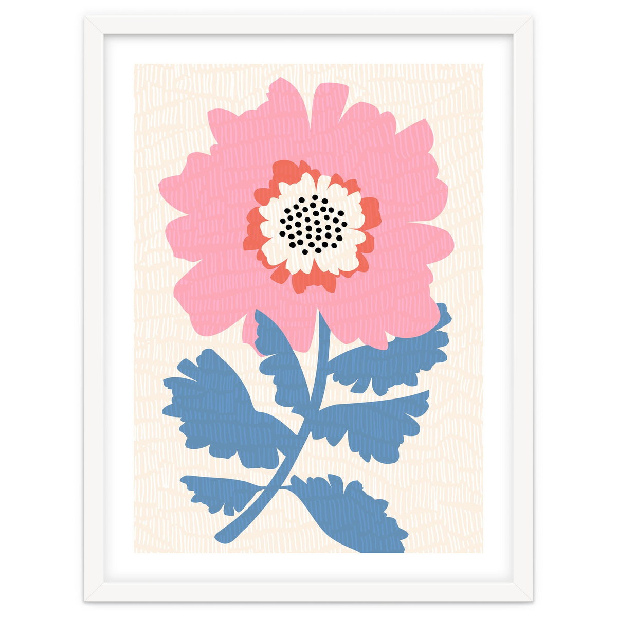 Pink Modern Folk Art Flower