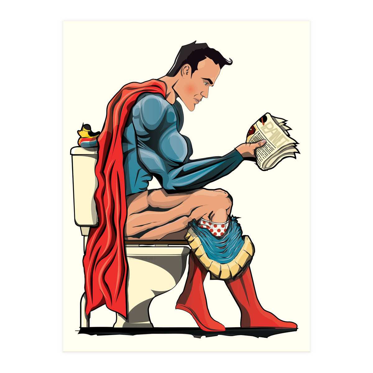 Superman on the Toilet, funny bathroom humour (Print Only)