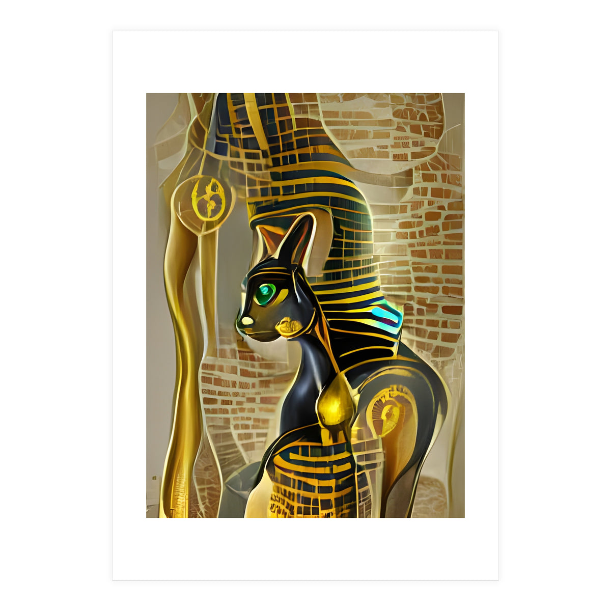 Ancient Egyptian Cat Goddess Bastet AI Art (Print Only)