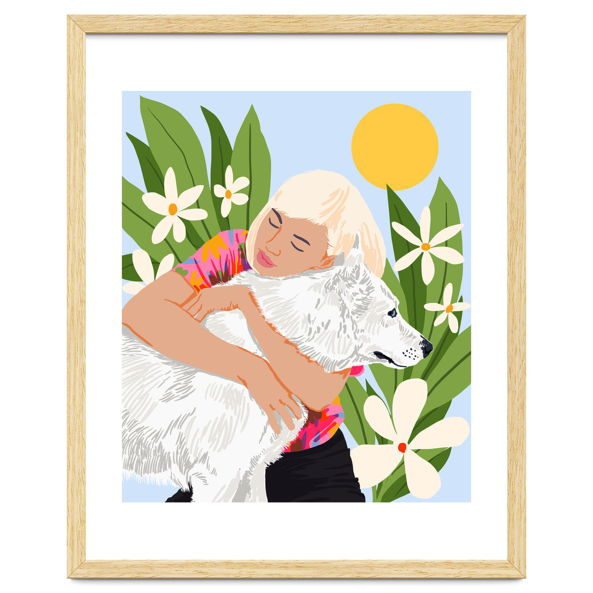 All You Need Is Love & A Dog | Pets Urban Jungle Bohemian Woman Illustration