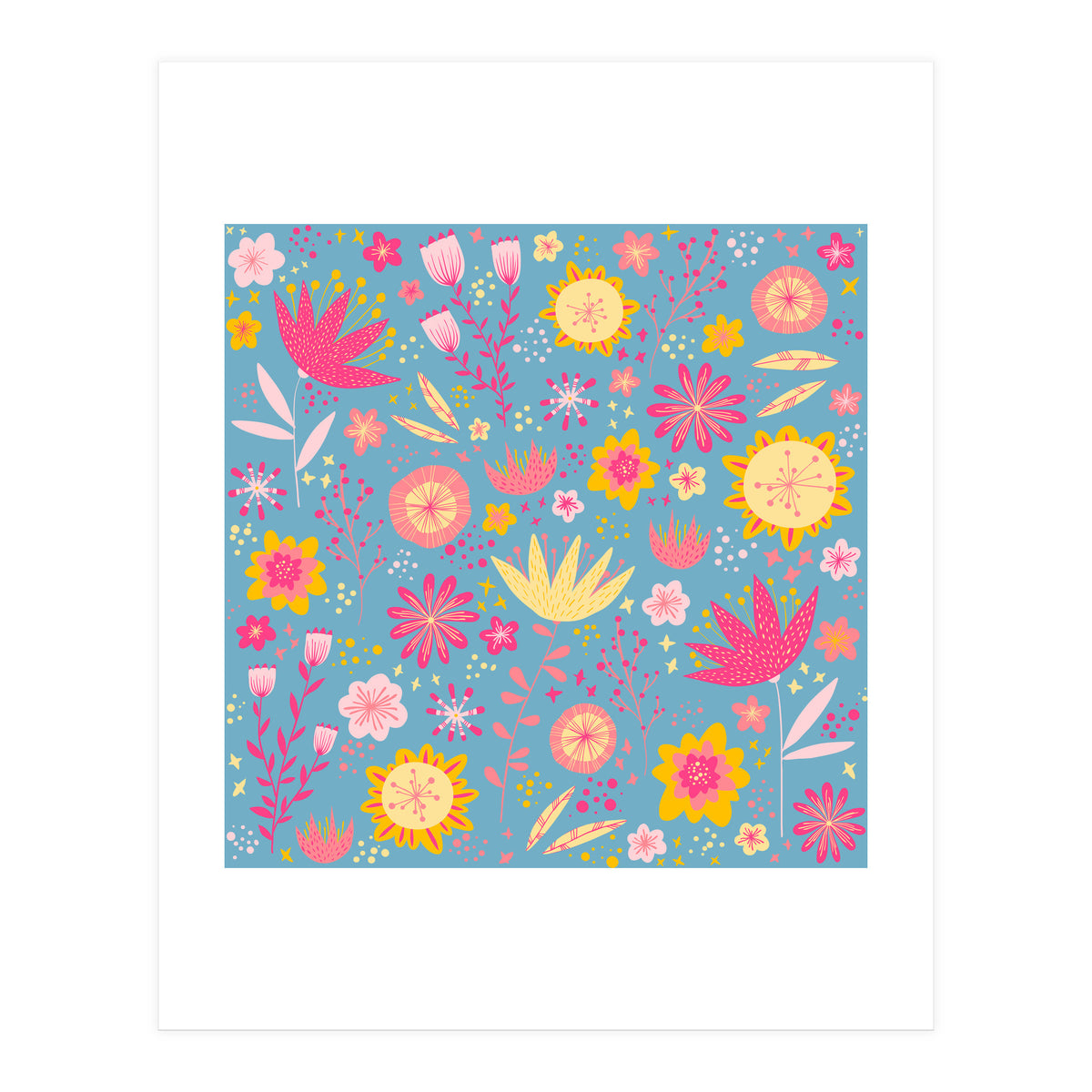 High Summer Flowers Teal (Print Only)