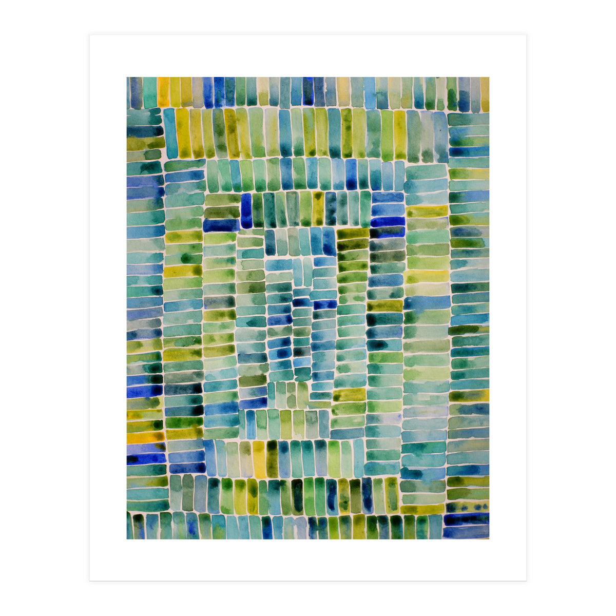 Abstract rectangle pattern in green (Print Only)