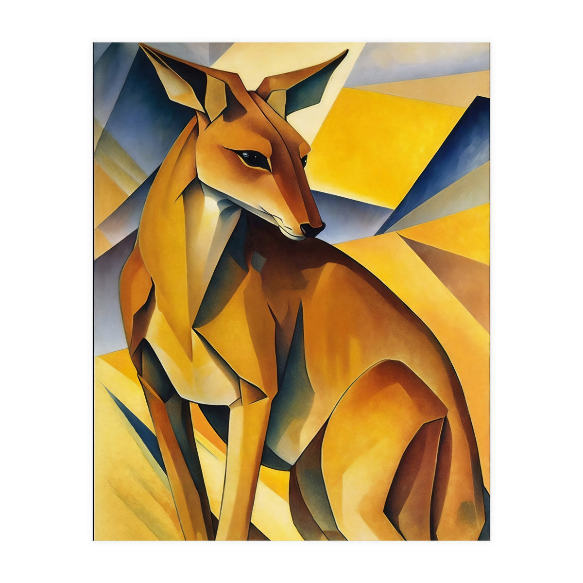 Kangaroo Abstract Oil Painting (Print Only)