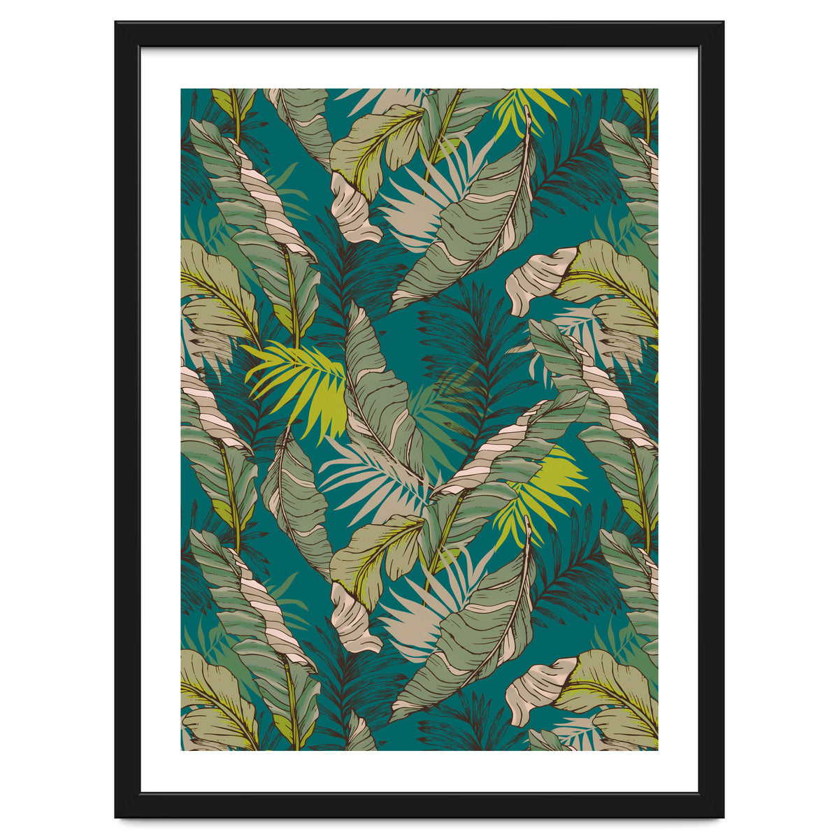 Drawing of wild tropical jungle