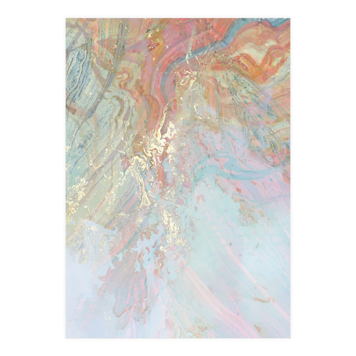 Marble Luxe, Abstract Nature Bohemian Texture, Blush Gold Scandanavian Pastel Neutral (Print Only)