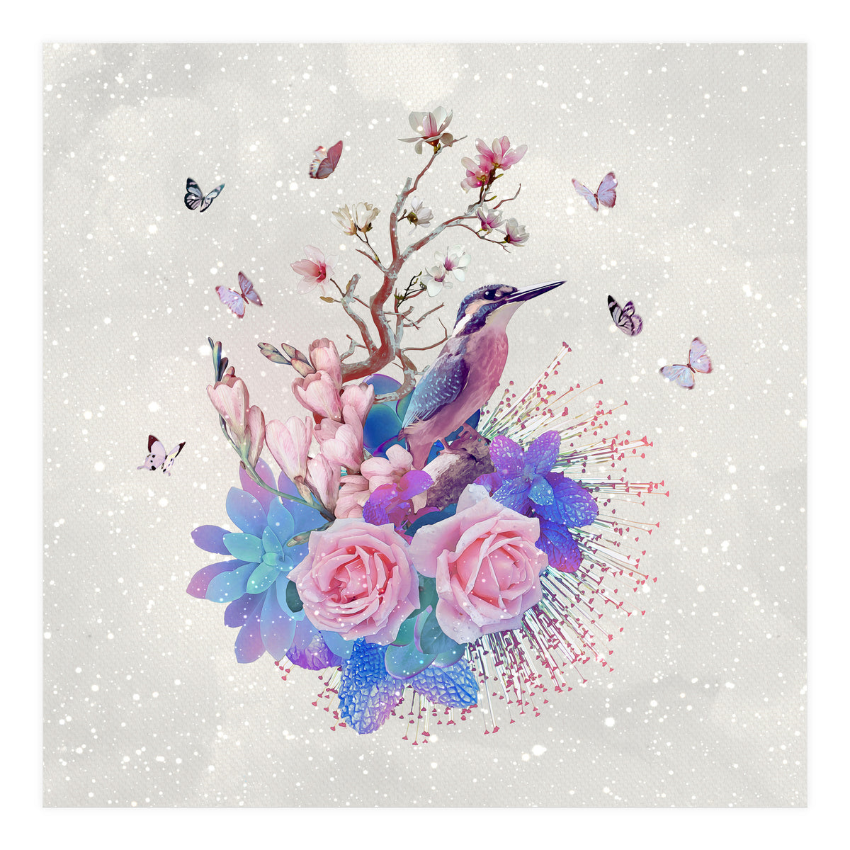 Floral Alcedo Atthis  (Print Only)
