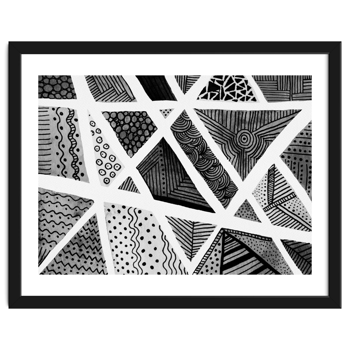 Geometric doodle pattern in black and white