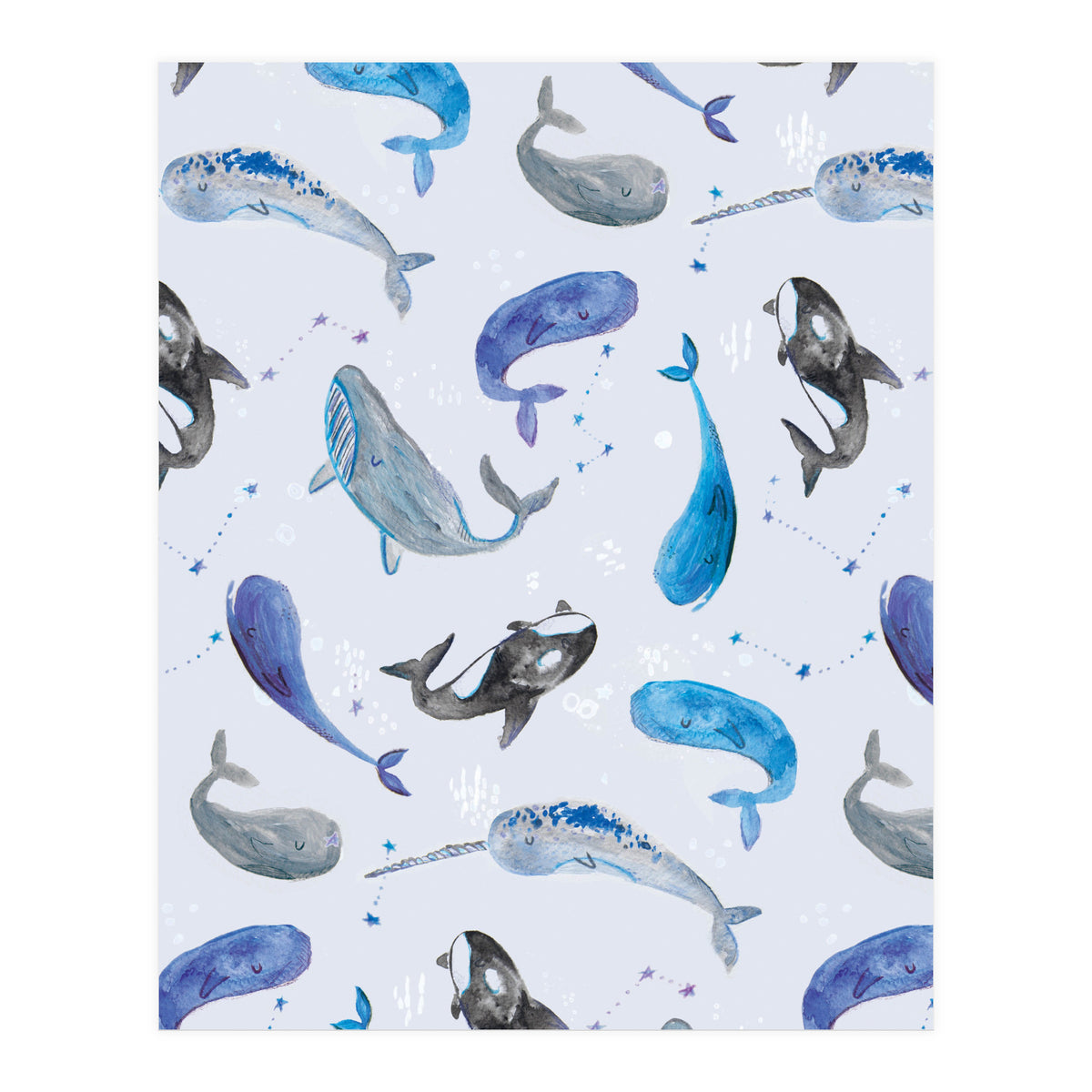Whales Repeat Pattern (Print Only)