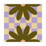 Retro Geometric Simple Flower on Checkerboard (Print Only) thumbnail