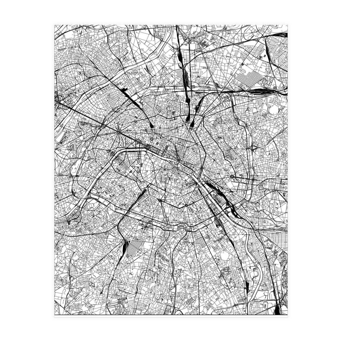 Paris White Map (Print Only)