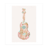 Aqua and Pink Floral Ukulele (Print Only) thumbnail
