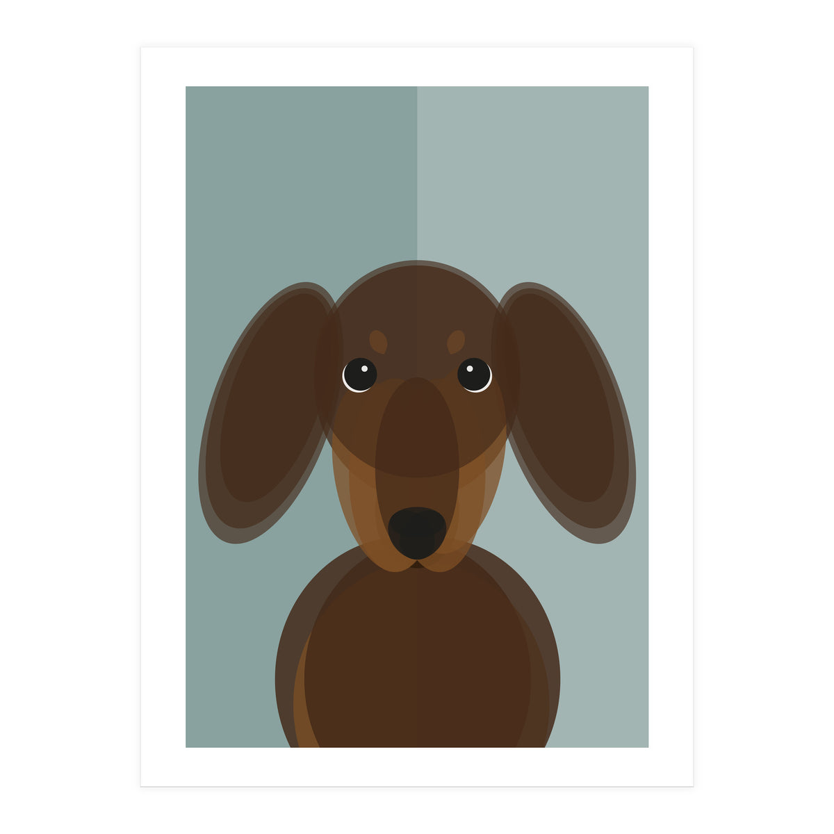 Mid Century Geometric Dachshund Dog (Print Only)